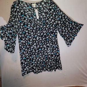 Anne Cole Womens Blue Floral Swim Coverup Dress